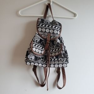 Elephant drawstring small backpack